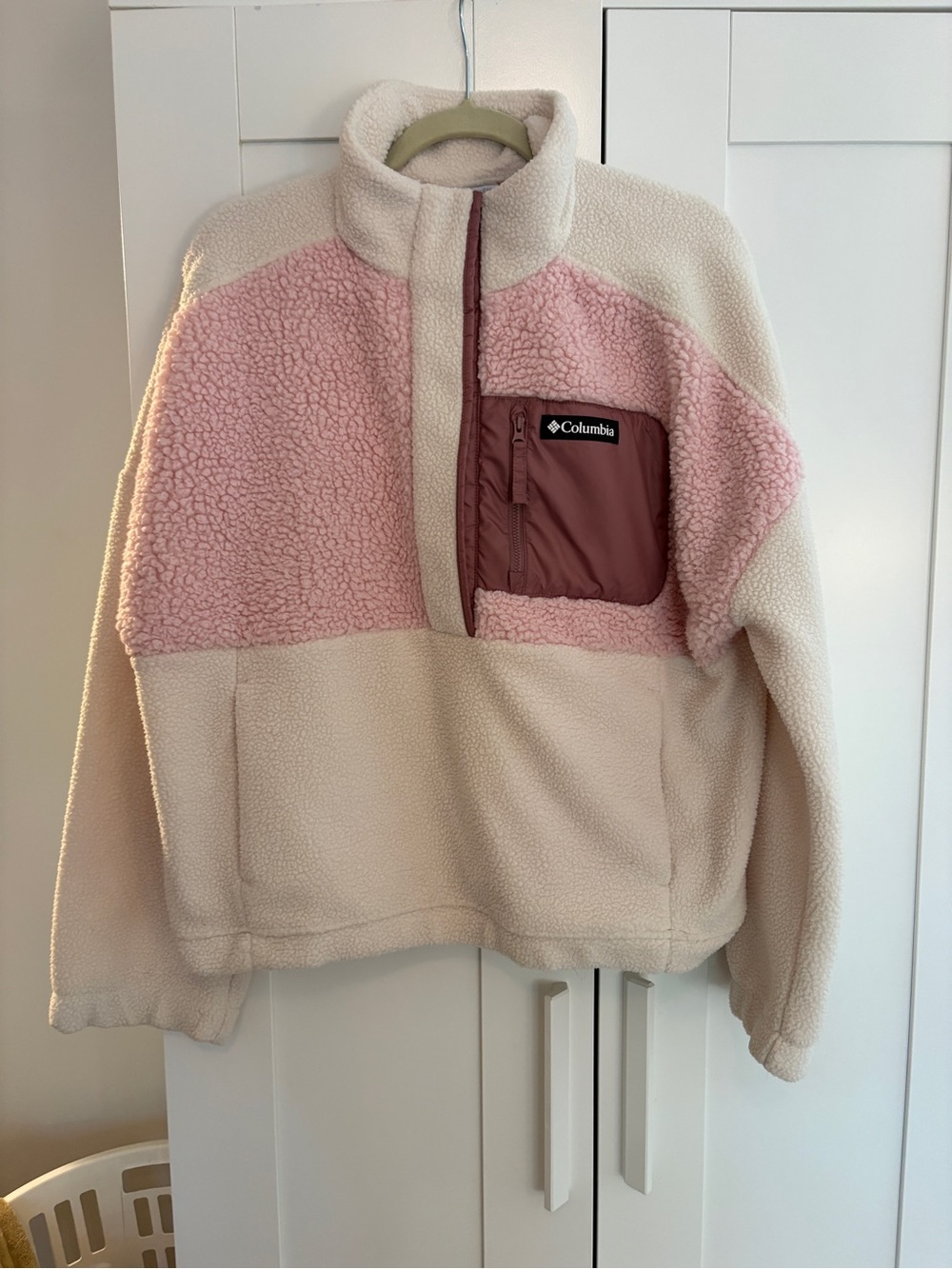 Columbia Women's Cream & Pink Sherpa Half-Zip Pullover